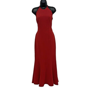 Cache Women 6 Dress Gown Maxi Halter Mermaid Backless Red Y2K VTG